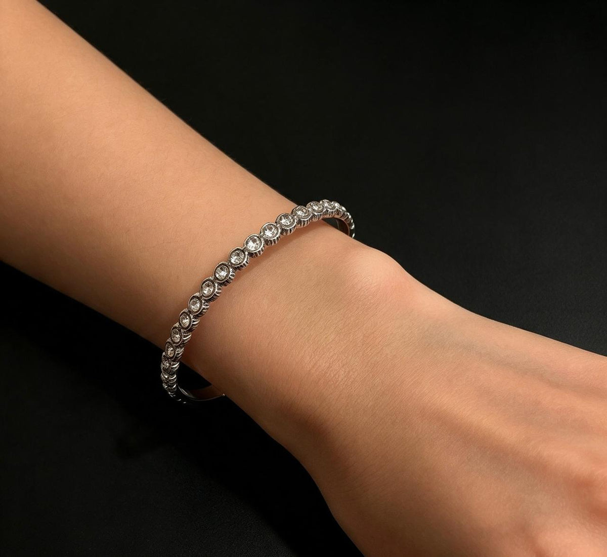 Bracelete Zircônias Brilhantes - Prata