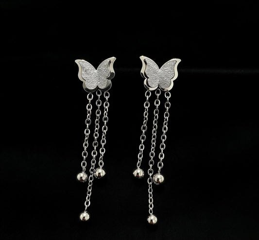 Brincos Borboleta 3D Cauda de Corrente