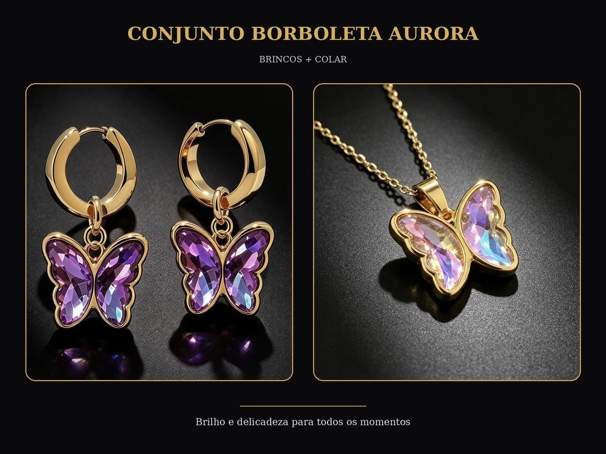 Conjunto Aurora - Borboleta/Coração/Gota — AMOMEJU